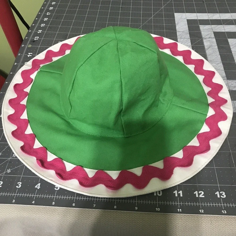 Gymboree Sun Hat Island Lily Green Pink Rick Rack Trim 8 & Up
